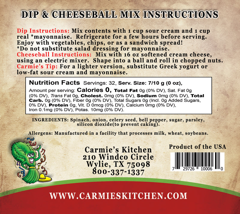 Carmie’s Fiesta Spinach Dip & Cheeseball Mix