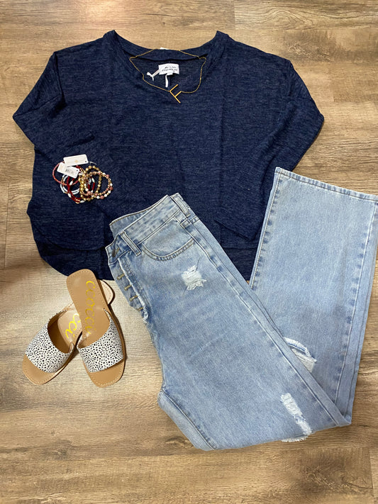 Heather Navy Top