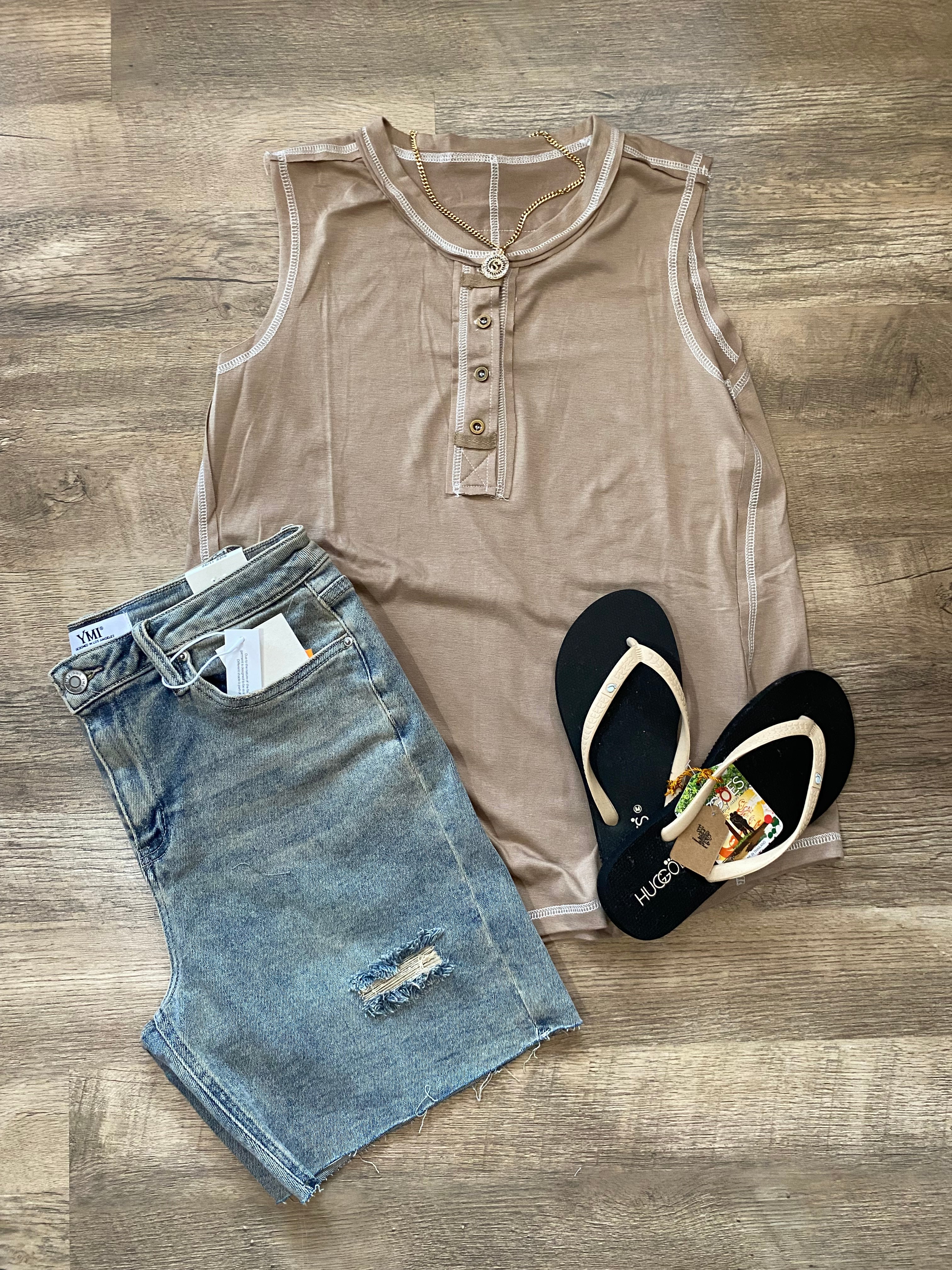 Beige Sleeveless Top