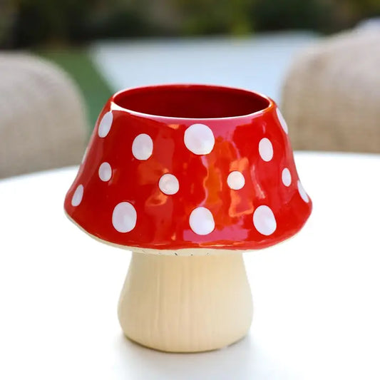 Red Ceramic Mushroom Pot