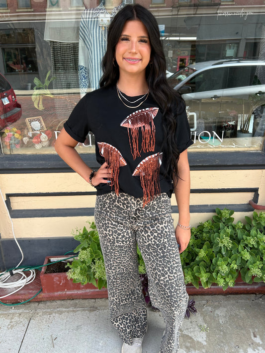 Bedazzled Football Tee
