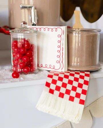 Red and Pink Fringe Paper Napkins