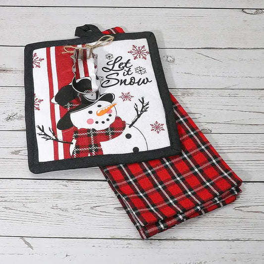 Let It Snow Potholder with Kitchen Towel & Cookie Cutter