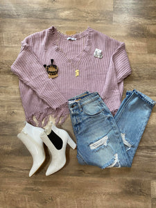 Shredded Lavender Sweater